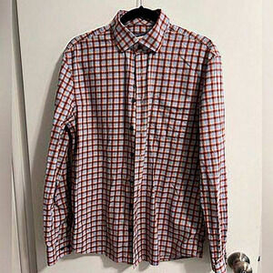 Johnnie-O Hangin’ Out Multi Color Plaid Long Sleeve Mens Shirt Size Medium
